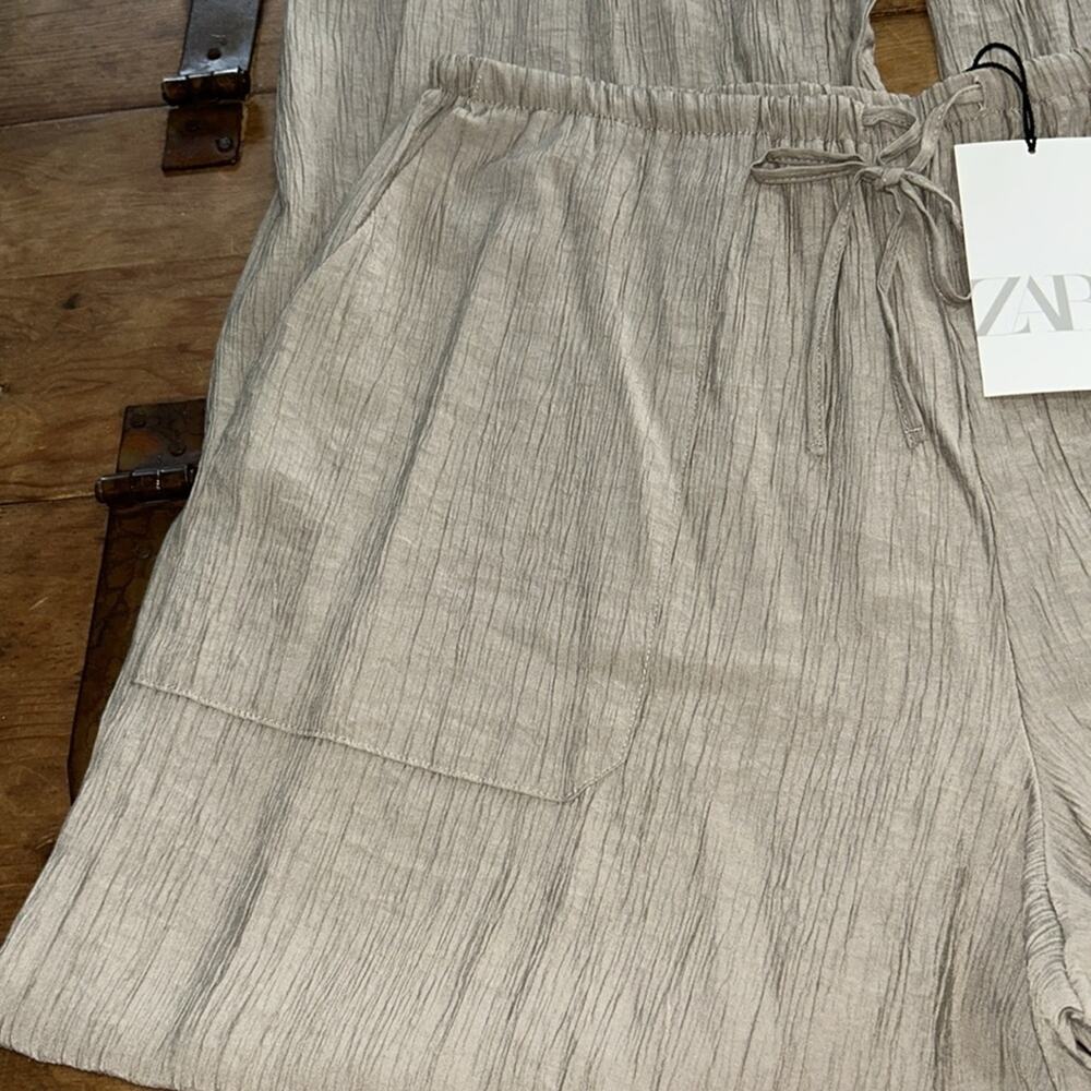 Woman’s Zara Palazzo Lightweight Pants Tan Size X-Large - Picture 4 of 6